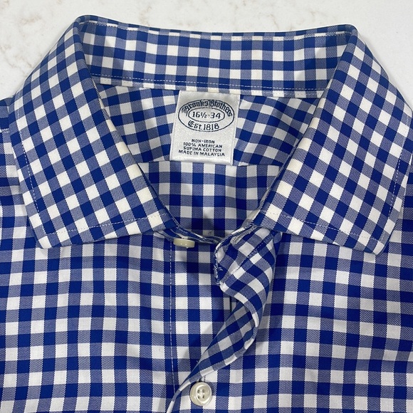 Brooks Brothers 16.5 - 34 Blue Gingham Shirt - Picture 2 of 5